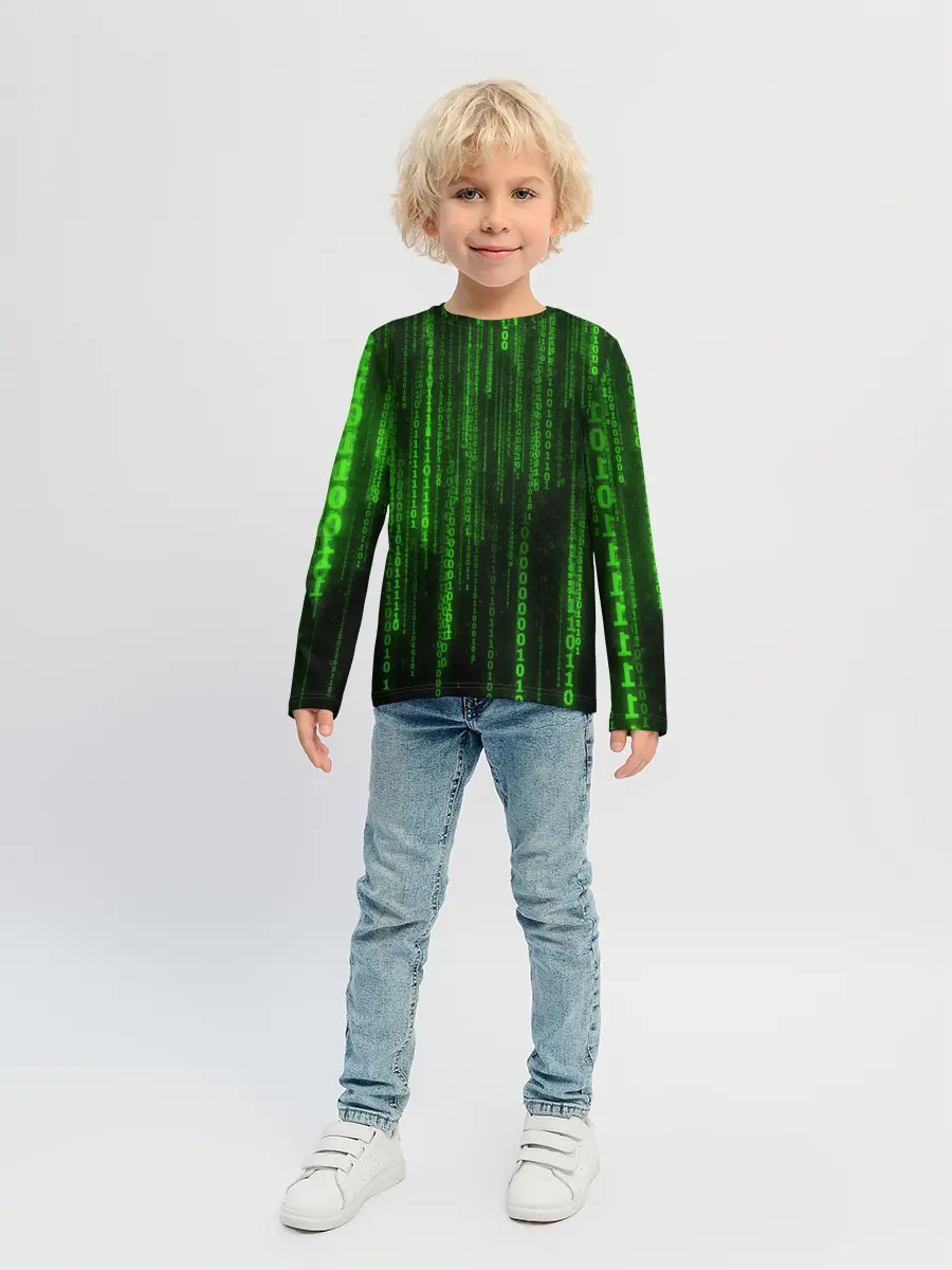 Детский лонгслив / Матрица код цифры программист