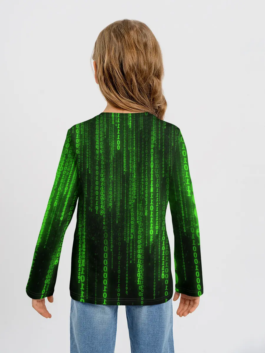 Детский лонгслив / Матрица код цифры программист