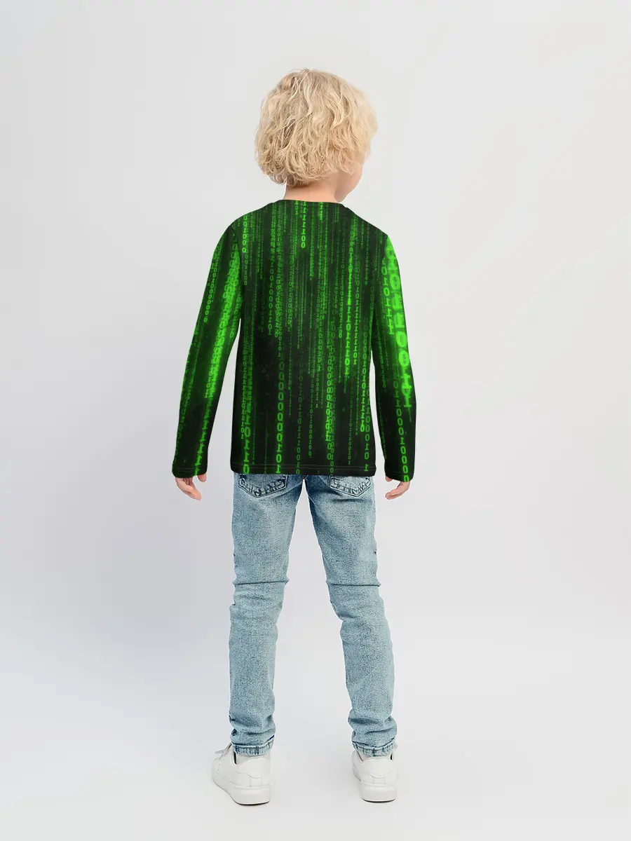 Детский лонгслив / Матрица код цифры программист