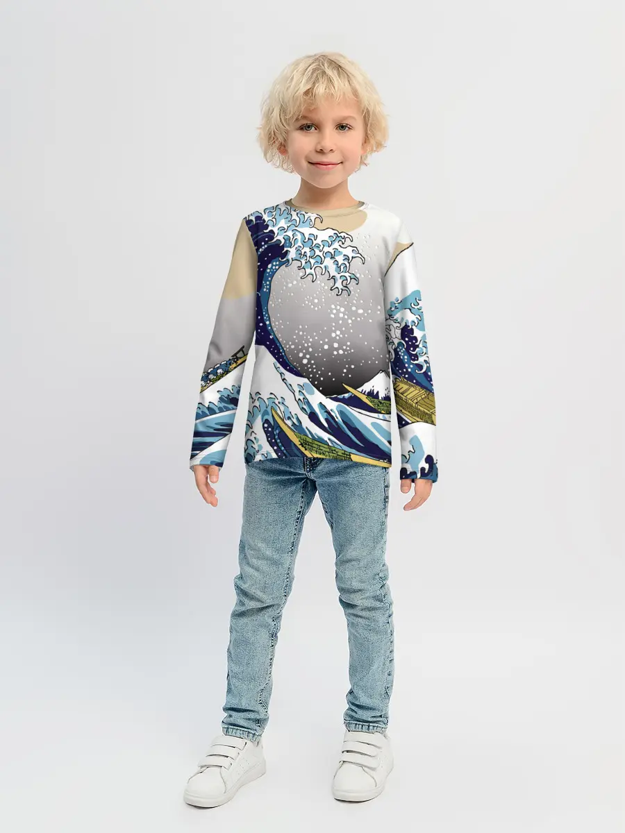 Детский лонгслив / The great wave off kanagawa