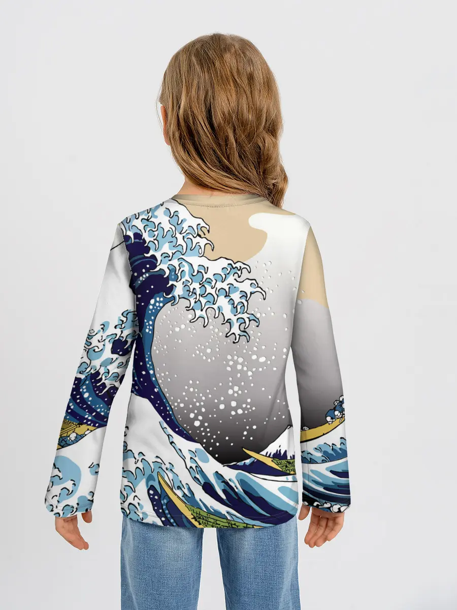 Детский лонгслив / The great wave off kanagawa