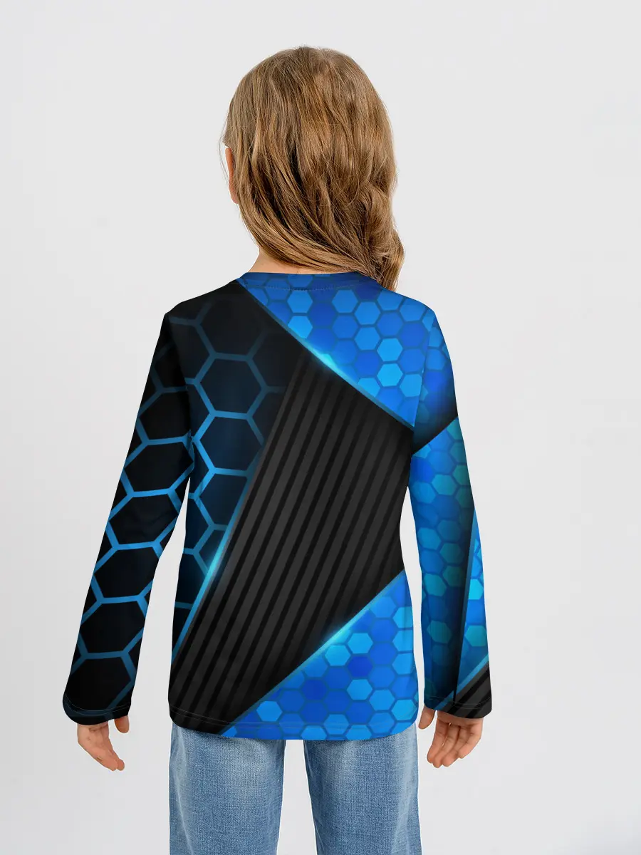 Детский лонгслив / Хвост Феи геометрические соты