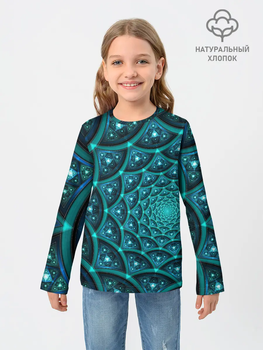 Детский лонгслив / Асимметрия узор круги фигуры