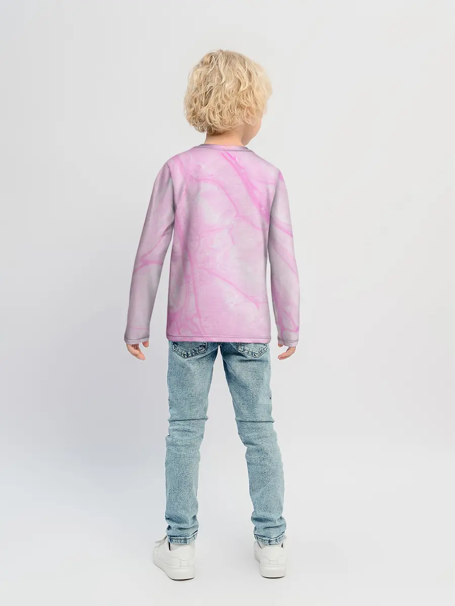 Детский лонгслив / розовые разводы краска зефир