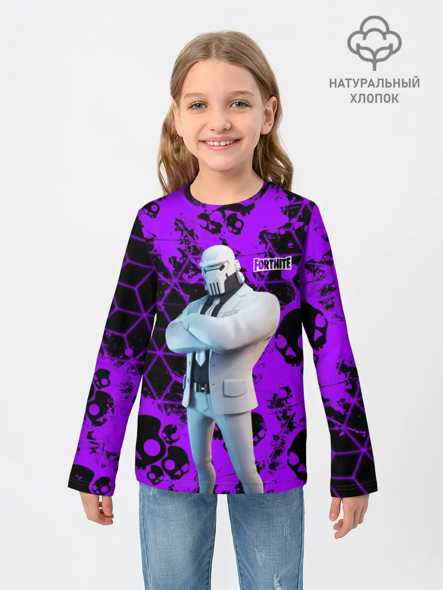 Детский лонгслив / Fortnite | Skull