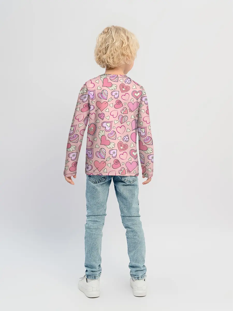 Детский лонгслив / Сердечки разные
