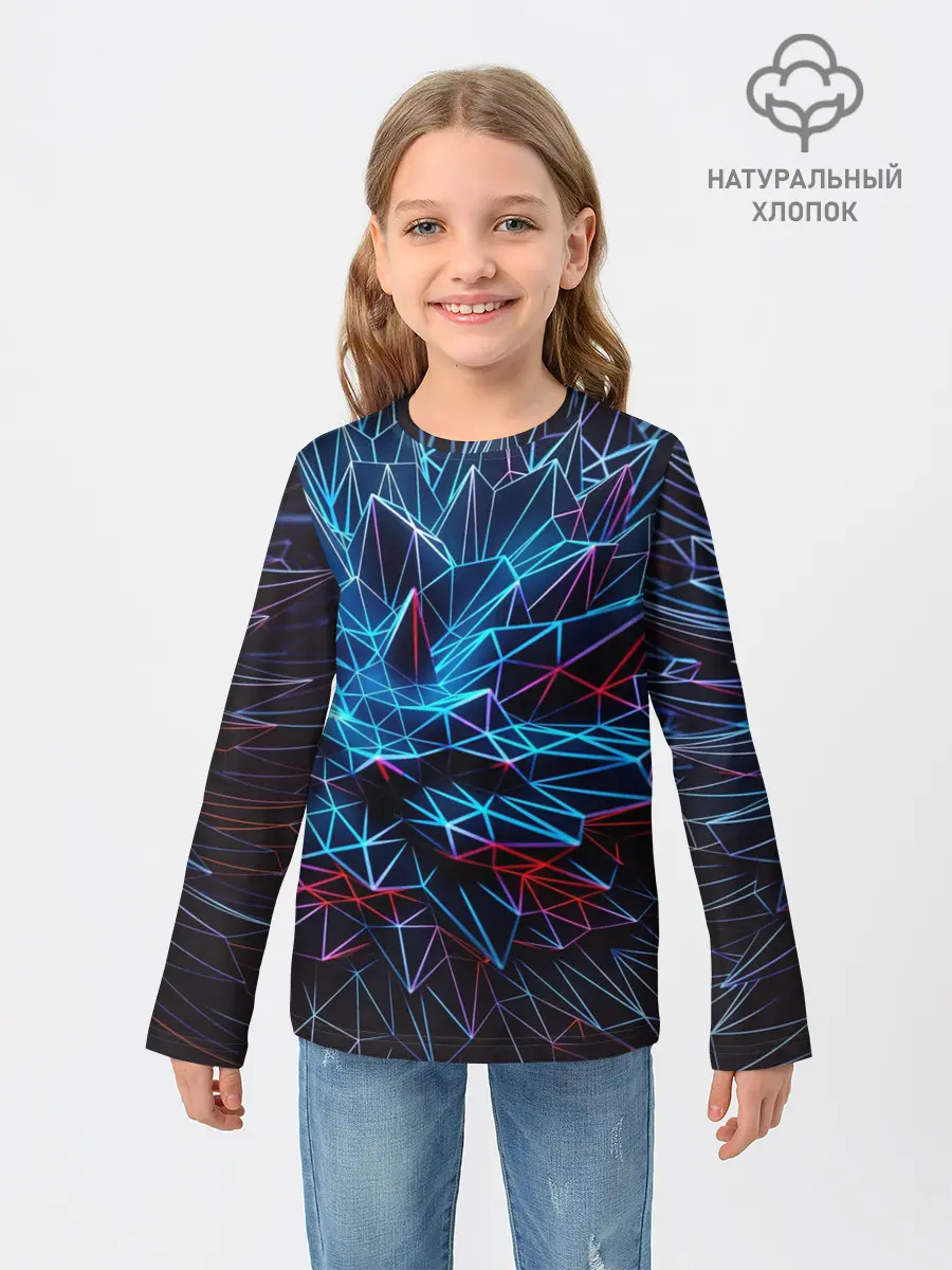 Детский лонгслив / Синяя абстракция