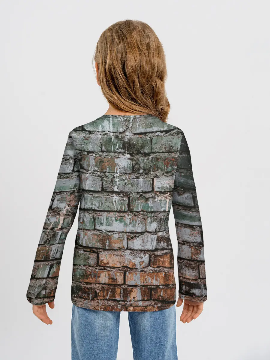 Детский лонгслив / кирпичная стена потеки краска