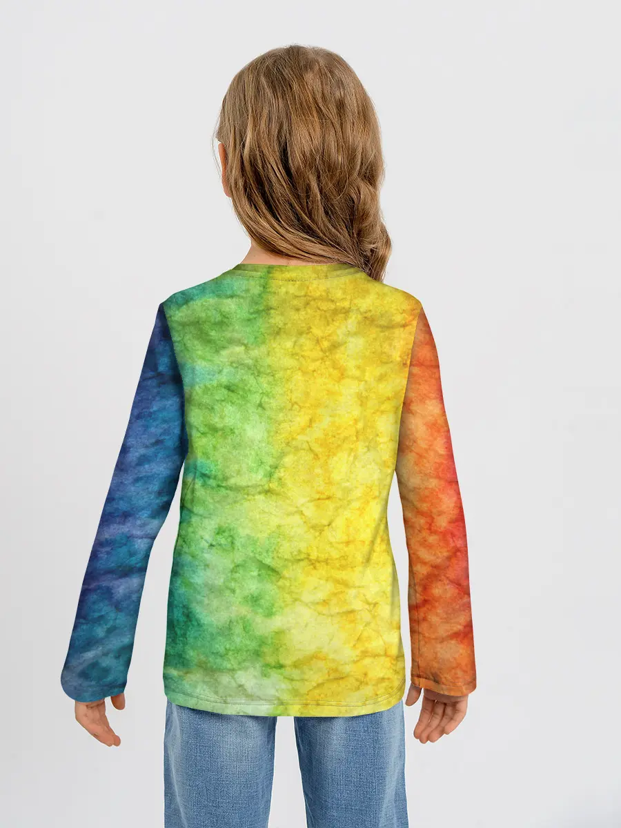 Детский лонгслив / разноцветный акварель градиент
