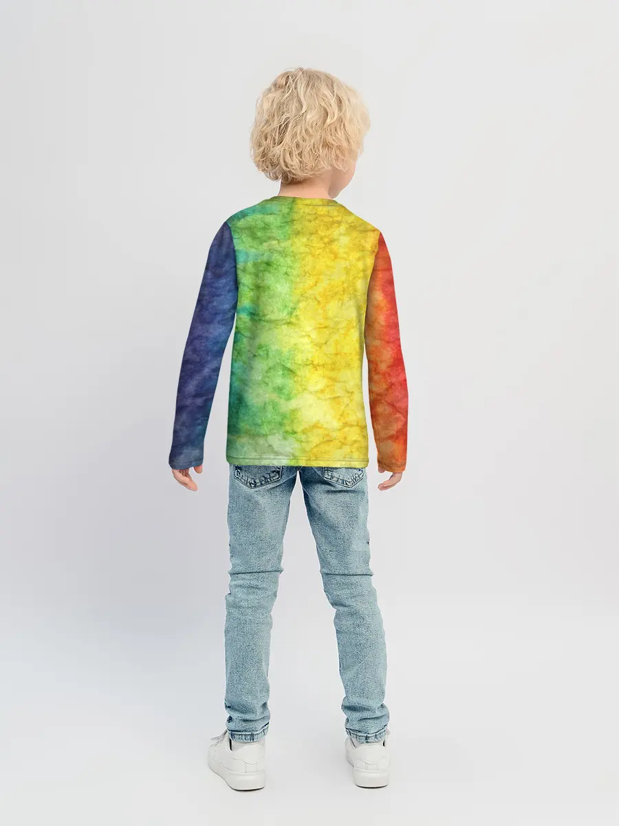 Детский лонгслив / разноцветный акварель градиент