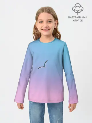 Детский лонгслив / чайки птицы полет градиент