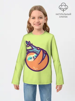 Детский лонгслив / Ленивец спит на ветке рисунок