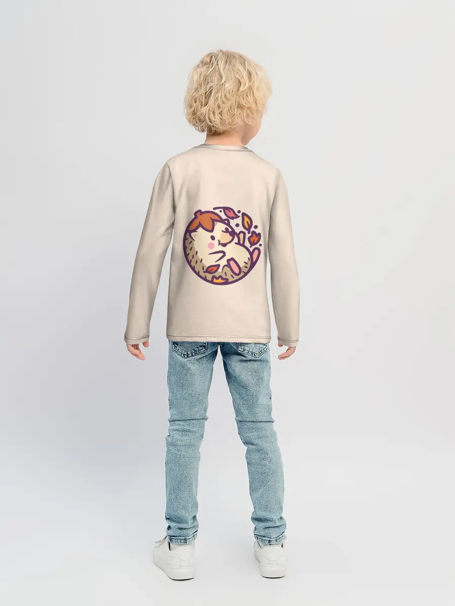 Детский лонгслив / Ёжик листья милый рисунок