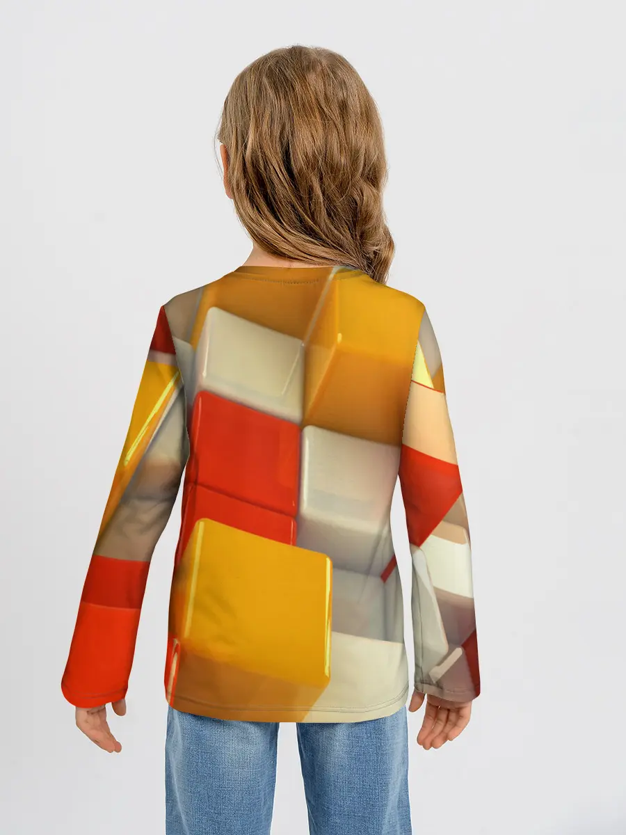 Детский лонгслив / КУБЫ 3D