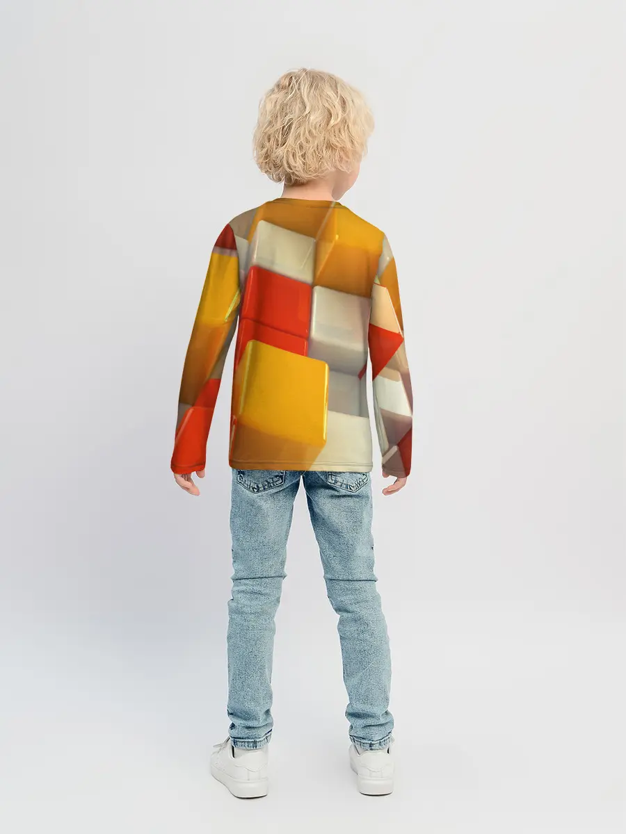 Детский лонгслив / КУБЫ 3D