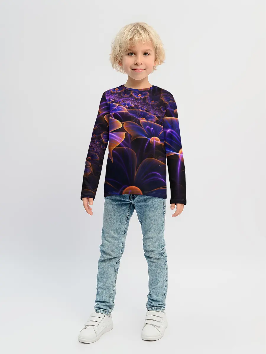 Детский лонгслив / Цветки во тьме