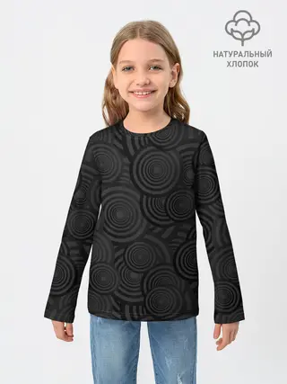 Детский лонгслив / Круги черный узор геометрия