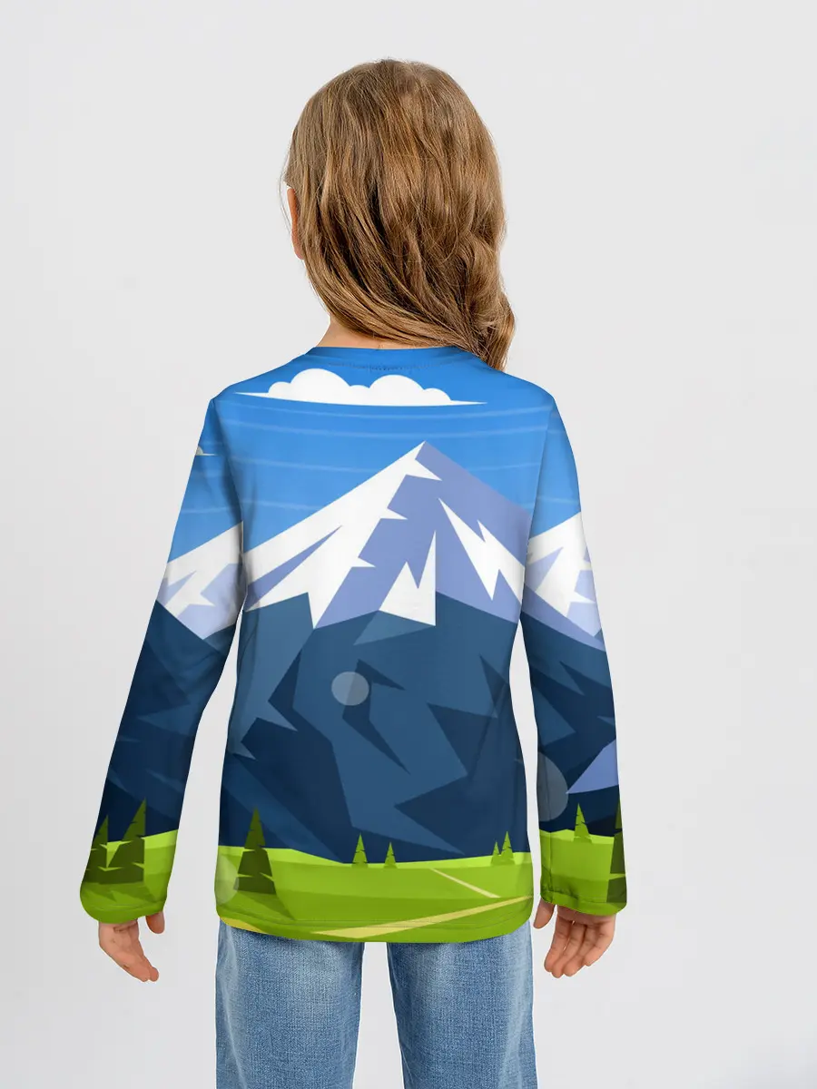 Детский лонгслив / Горы пейзаж природа вектор