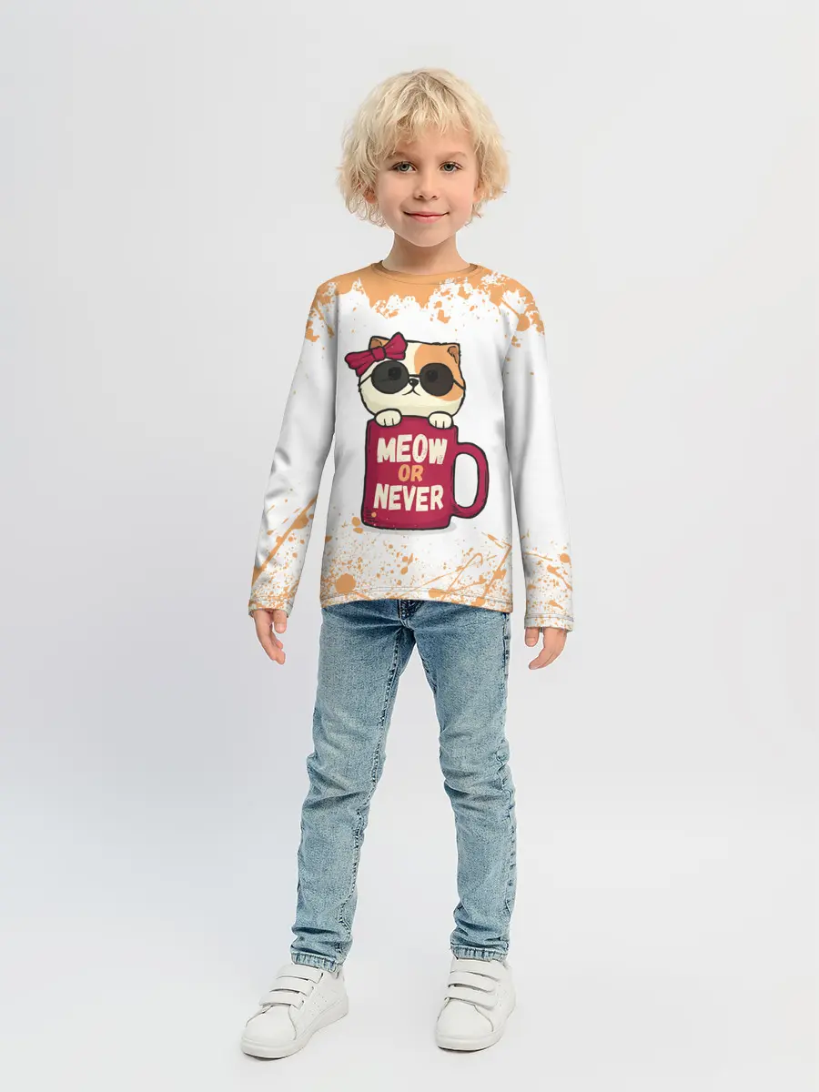 Детский лонгслив / МИЛЫЙ КОТЕНОК | CUTE KITTEN