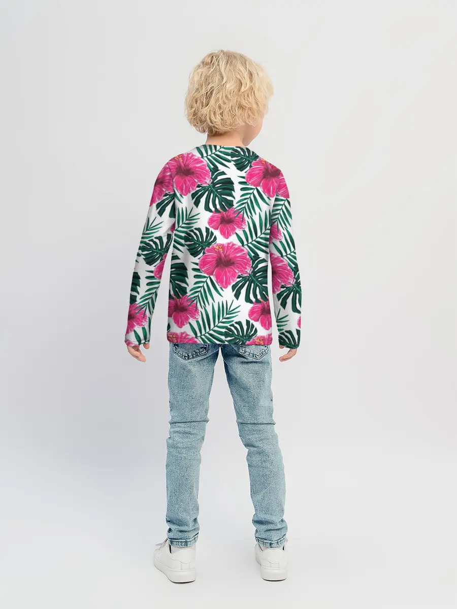 Детский лонгслив / Гавайский гибискус