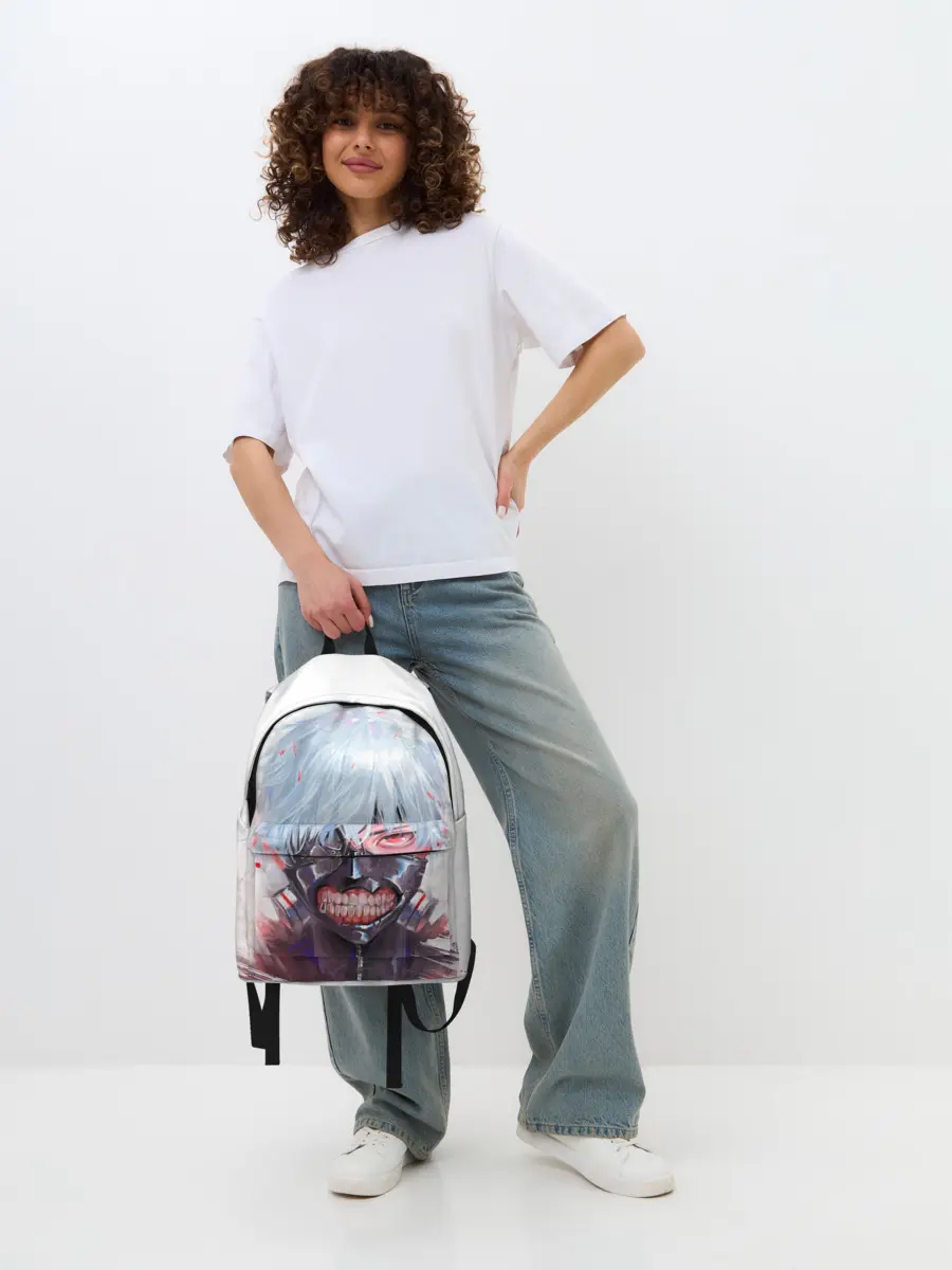 Рюкзак джинсовый / Канеки Кен акварель