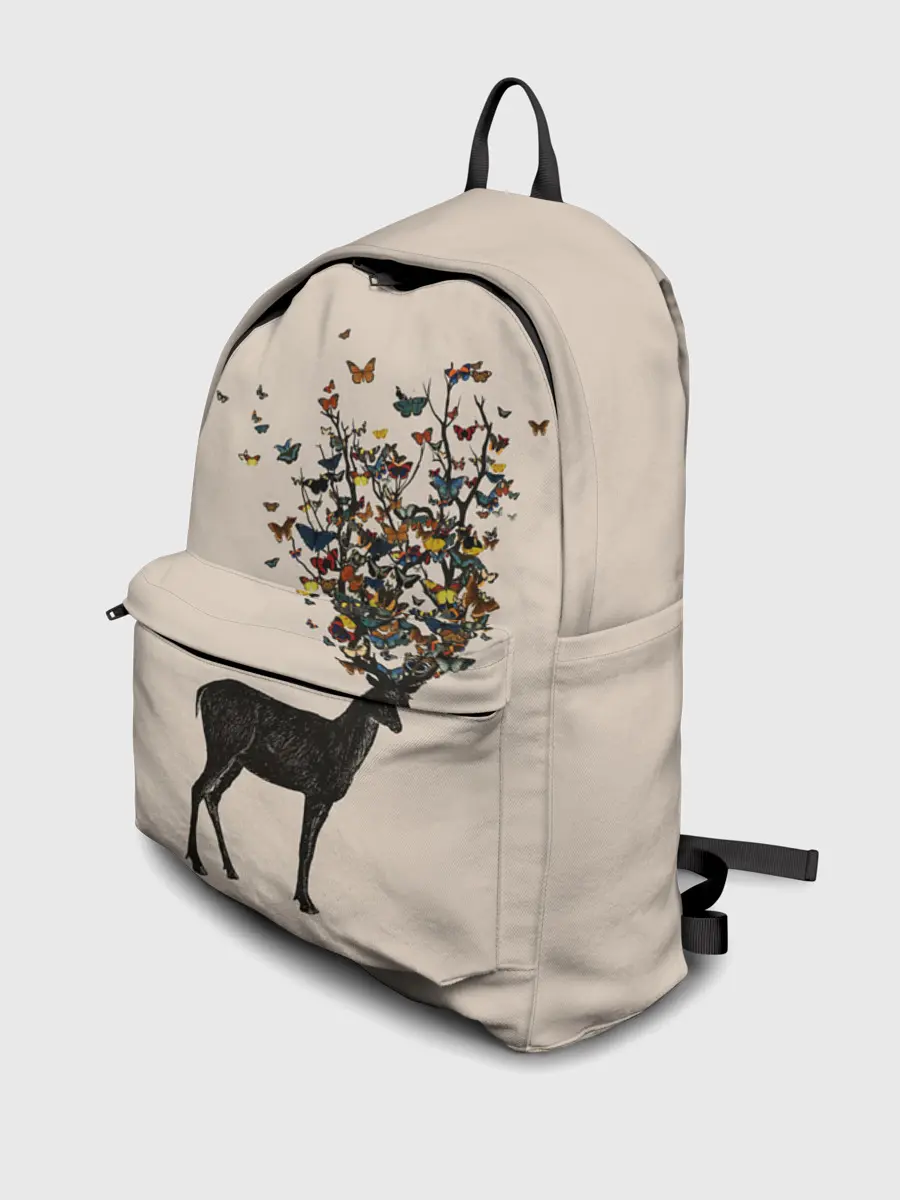 Рюкзак джинсовый / Олени с рогами из бабочек