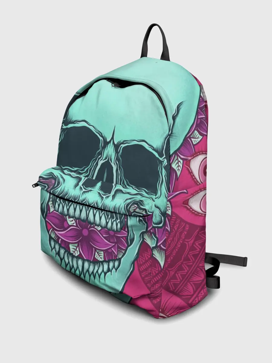 Рюкзак джинсовый / Череп в цветах