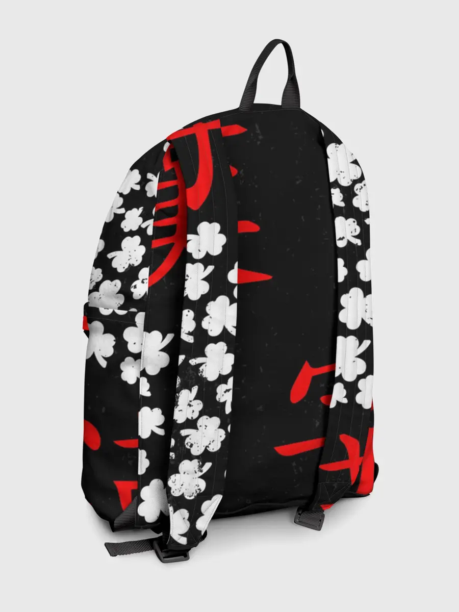 Рюкзак джинсовый / Логотип черный клевер и маленькие листья