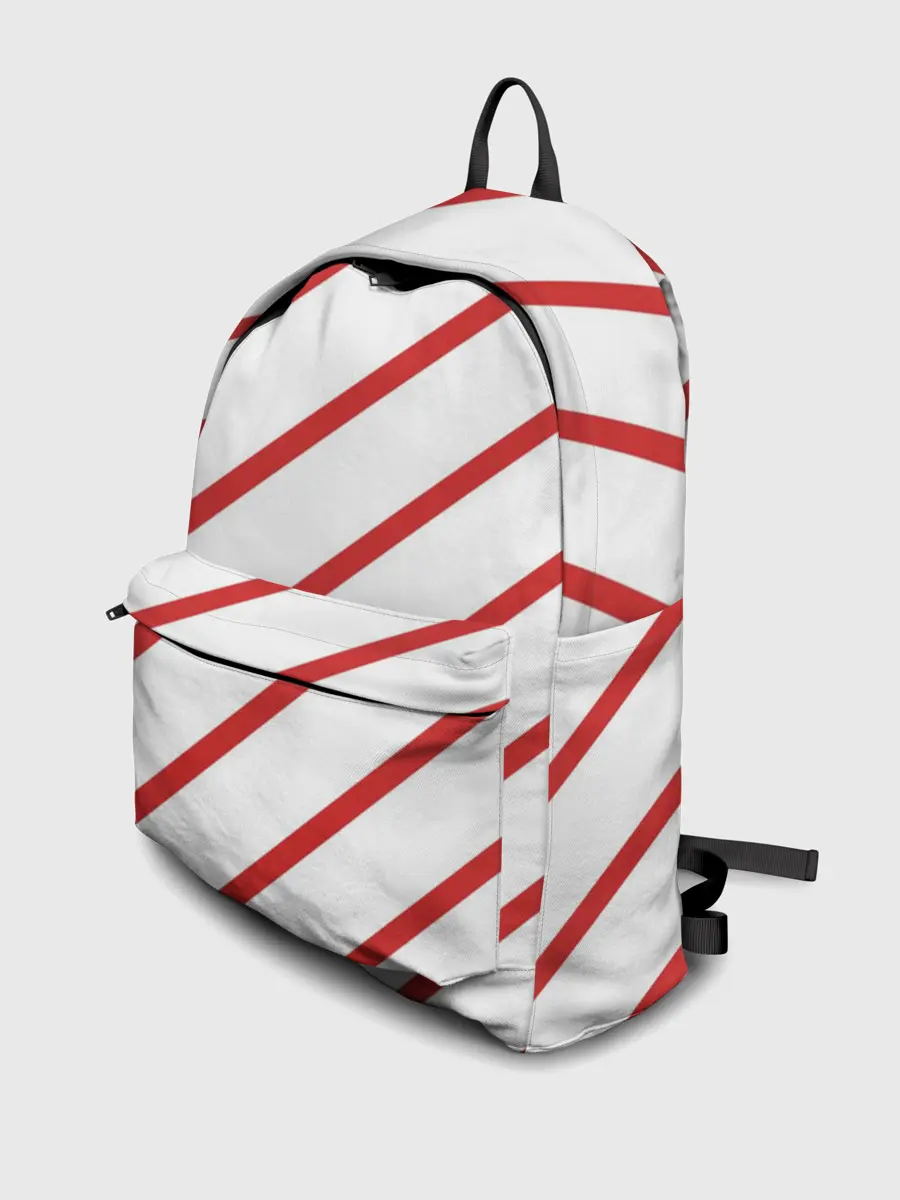 Рюкзак джинсовый / Полосы красные на белом
