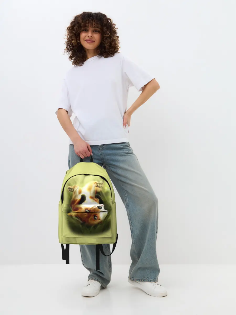 Рюкзак джинсовый / Лиса на траве