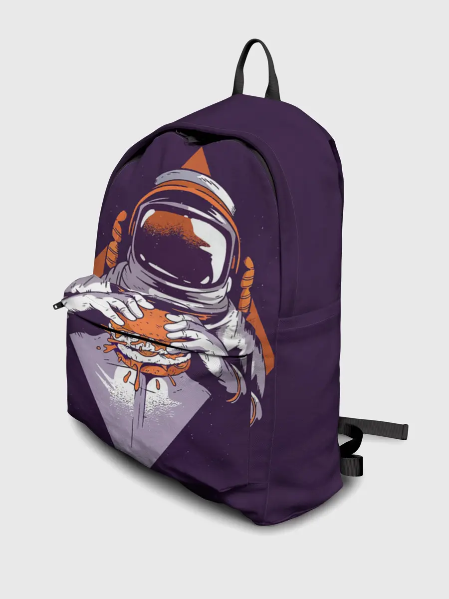 Рюкзак джинсовый / Космонавт ест бургер