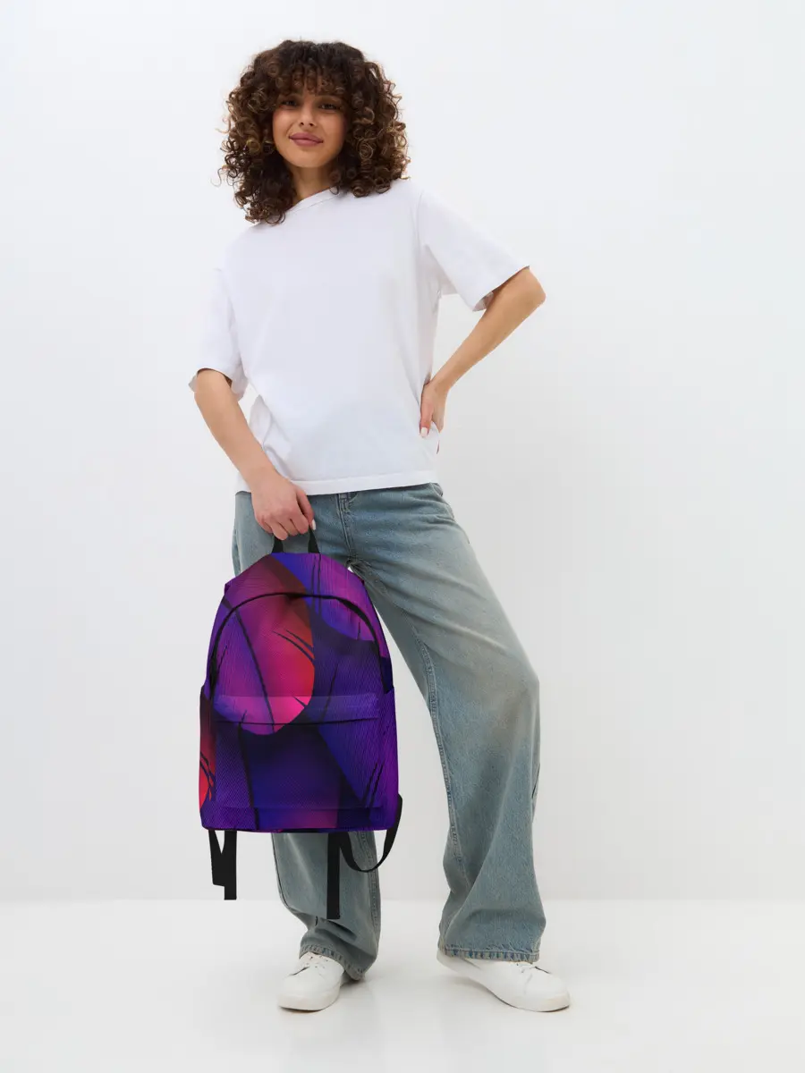 Рюкзак джинсовый / Фиолетовые Перья