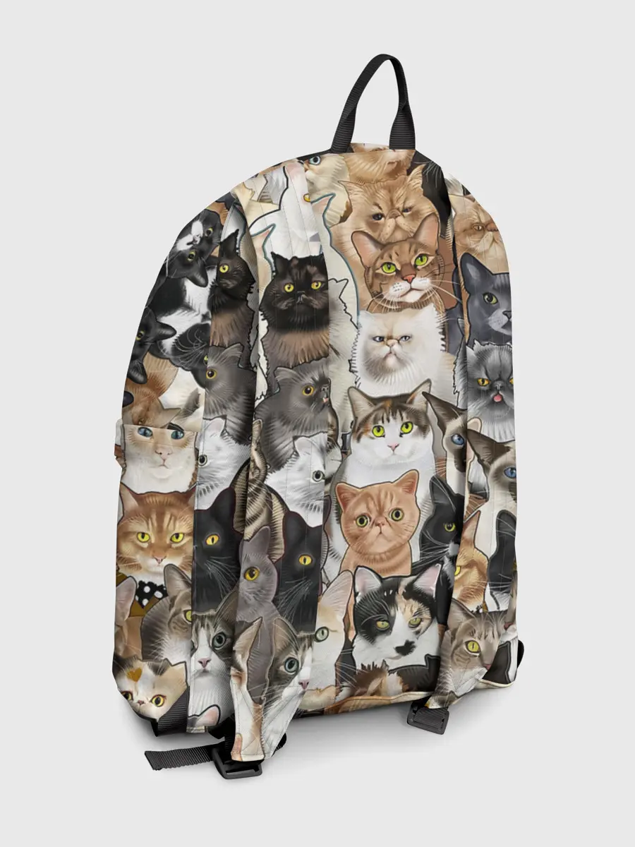 Рюкзак джинсовый / Котики смешные