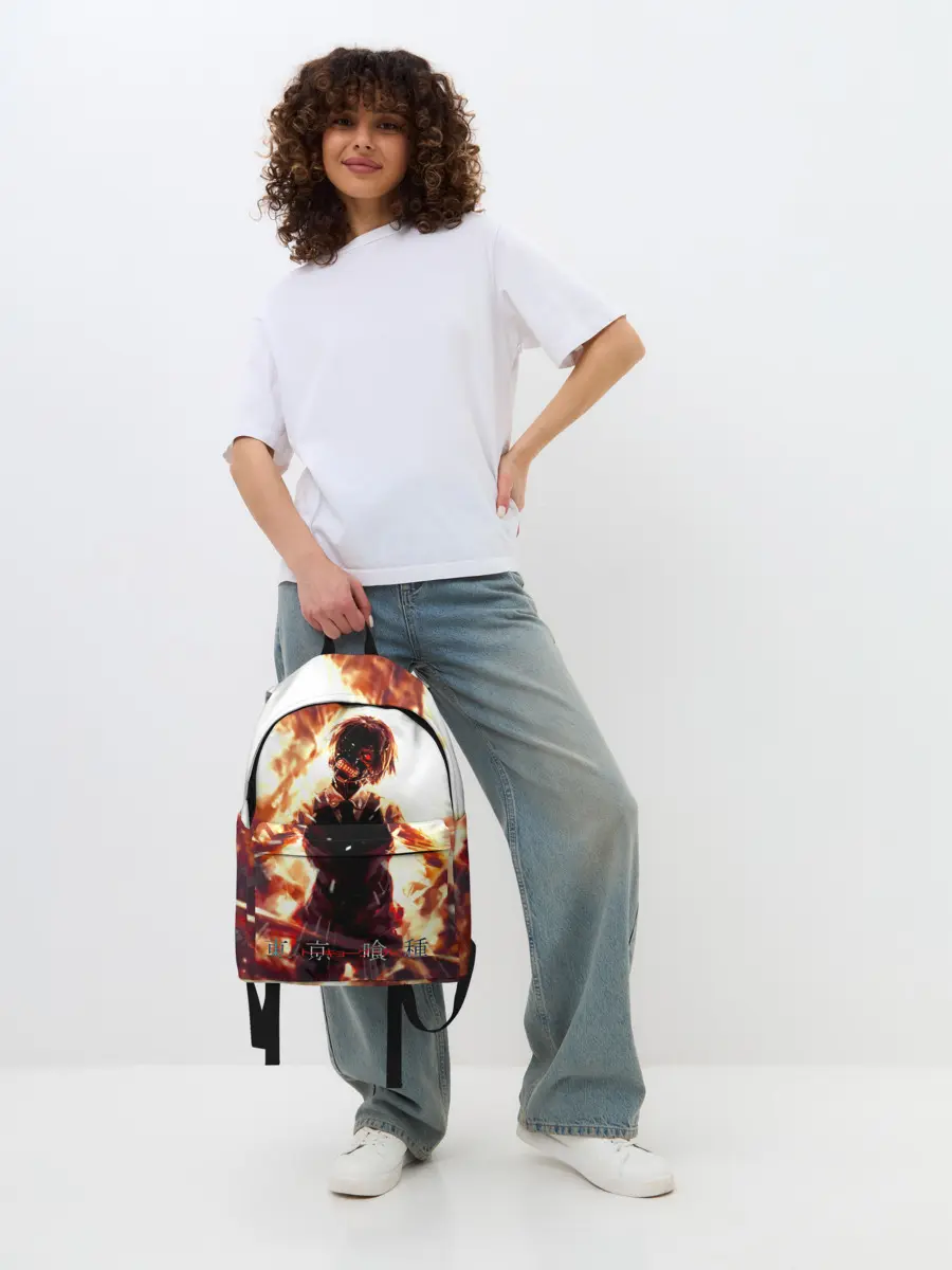 Рюкзак джинсовый / Канеки Кен в огне