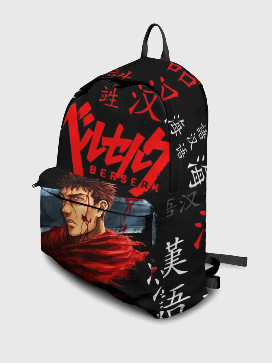 Рюкзак джинсовый / Берсерк иероглифы паттерн