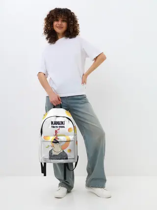 Рюкзак джинсовый / Kaneki Ken желтые круги