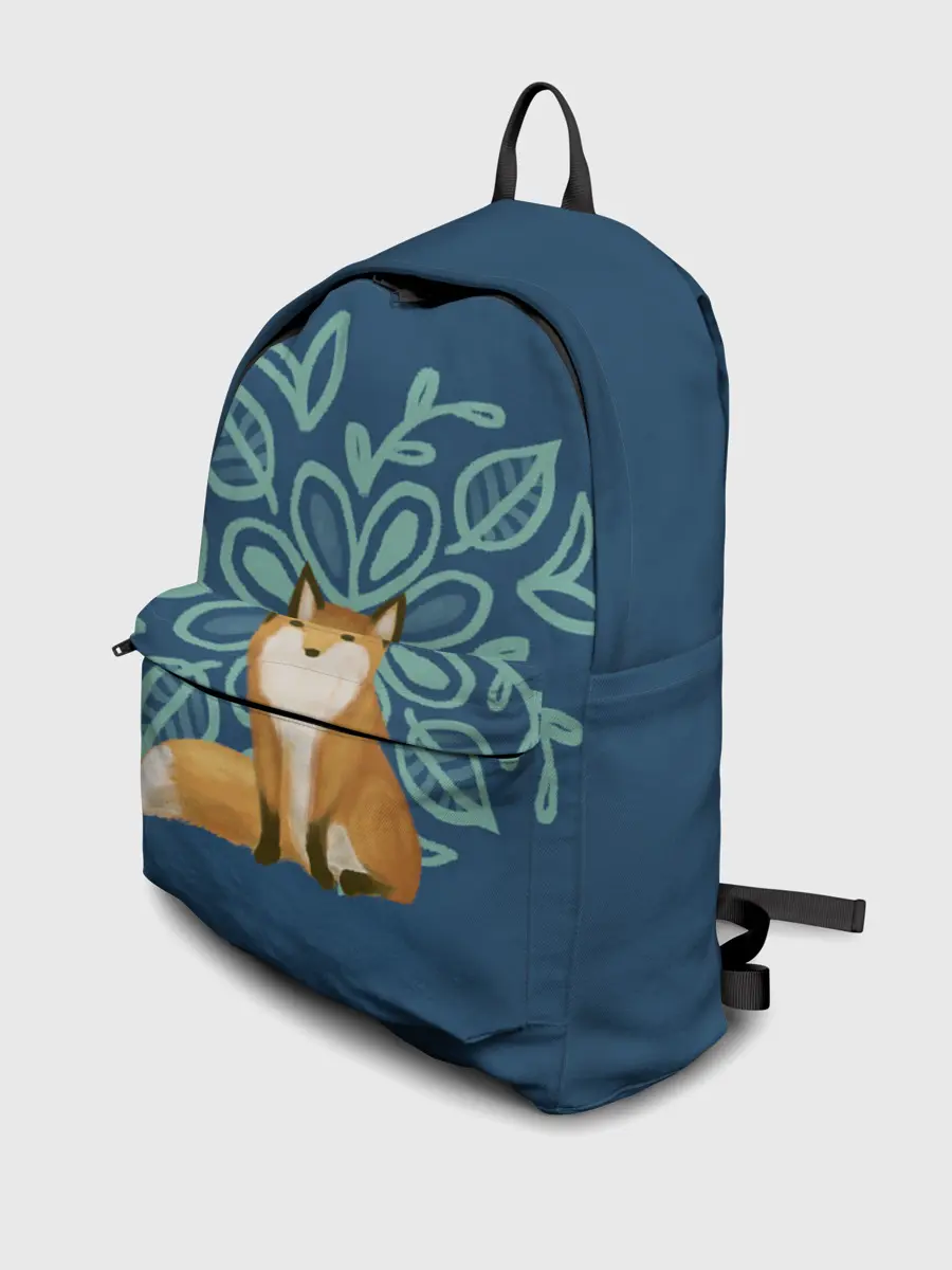 Рюкзак джинсовый / Лиса с цветочным узором
