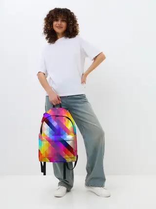 Рюкзак джинсовый / Пиксельная радуга