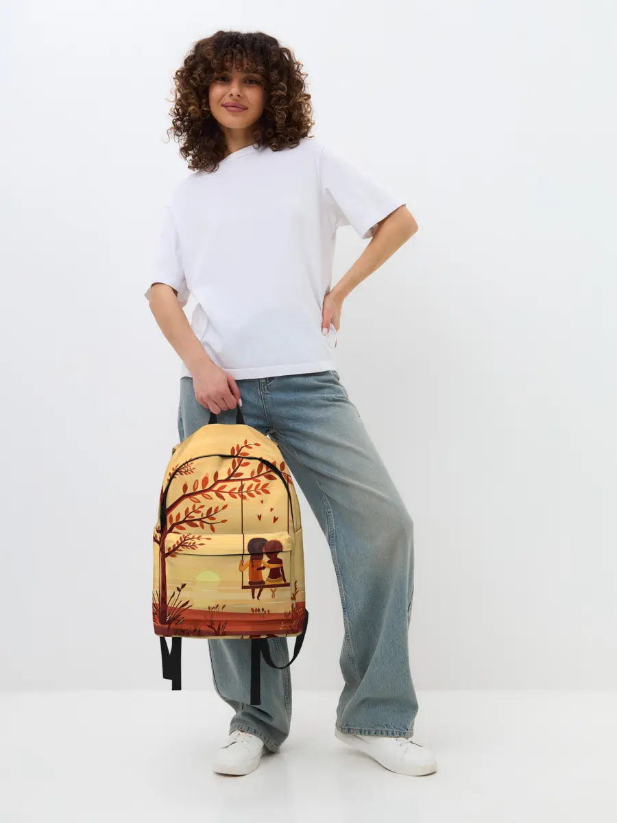 Рюкзак джинсовый / Романтика. Пара на качелях