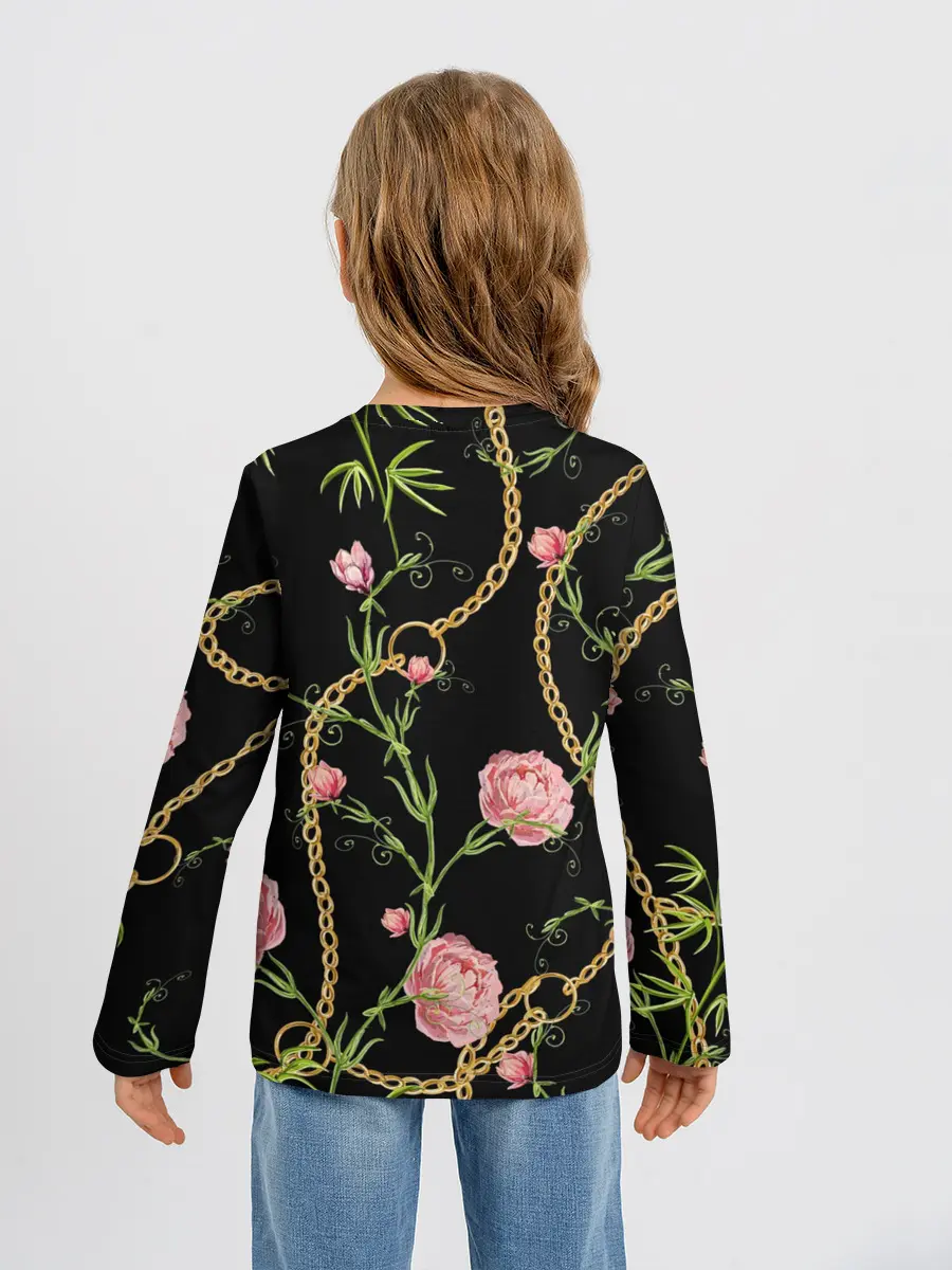 Детский лонгслив / Золотая цепь и розы