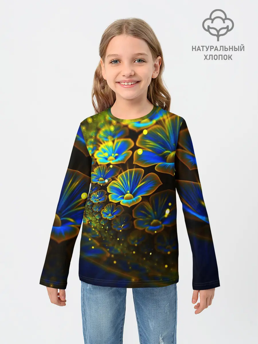 Детский лонгслив / Ночные Цветочки
