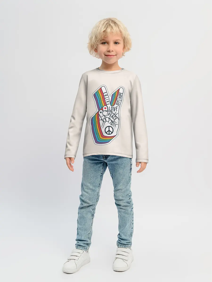 Детский лонгслив / PEACE and LOVE | МИР и ЛЮБОВЬ