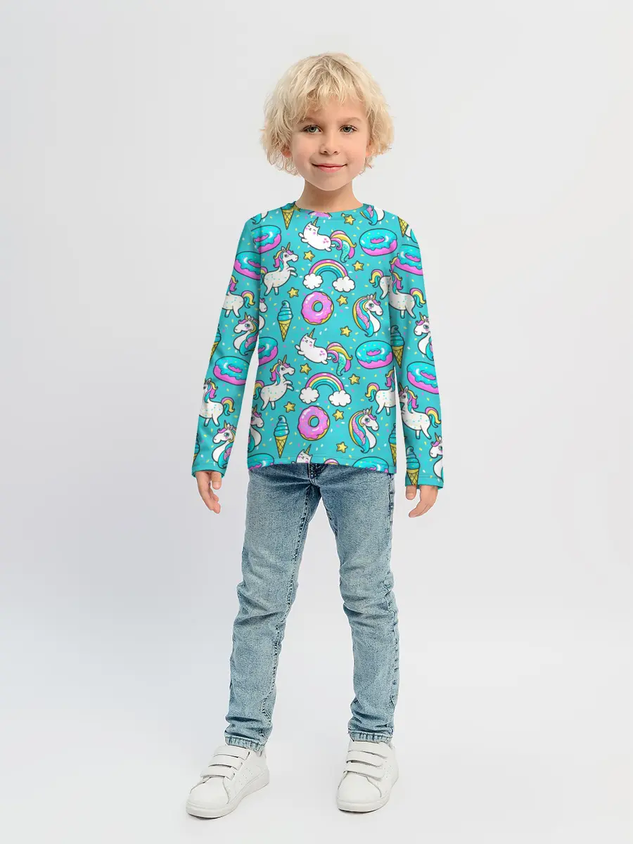 Детский лонгслив / Turquoise unicorn