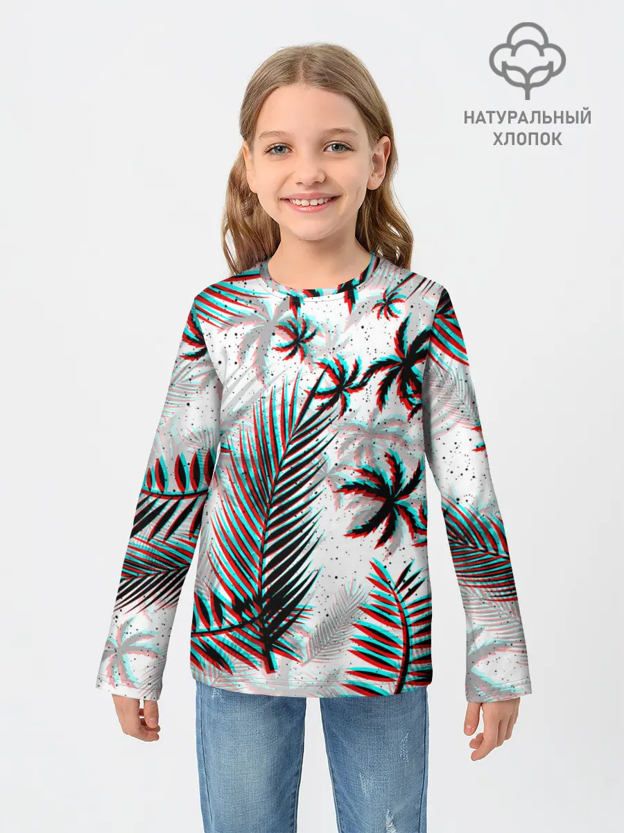 Детский лонгслив / ПАЛЬМЫ | TROPICAL GLITCH