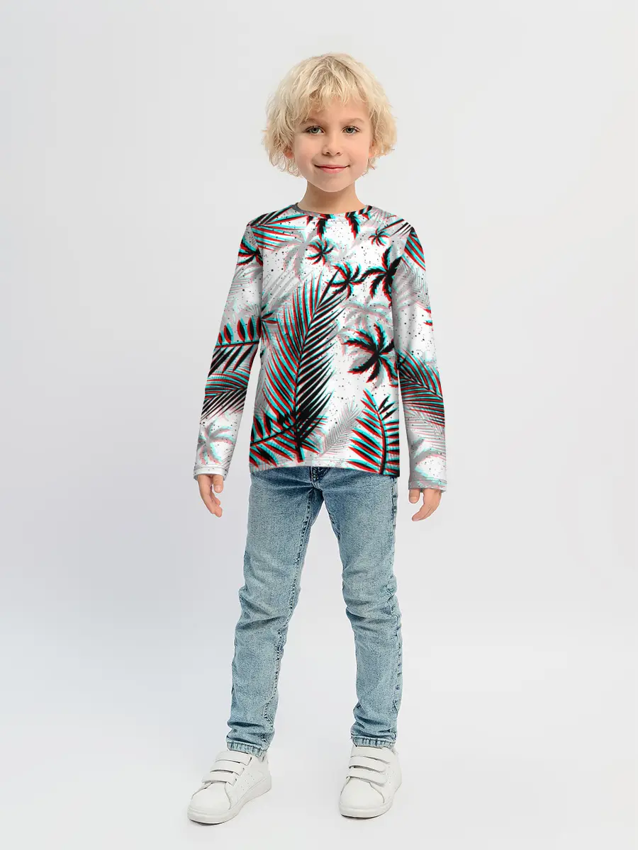 Детский лонгслив / ПАЛЬМЫ | TROPICAL GLITCH