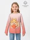 Детский лонгслив / Собака корги сердечко милота