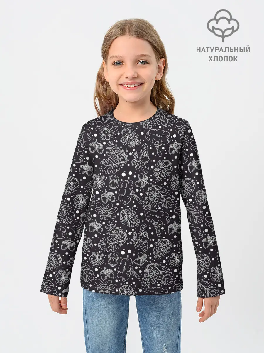 Детский лонгслив / Паттерн «Ночной лес»