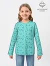 Детский лонгслив / Зеленые птицы летний узор
