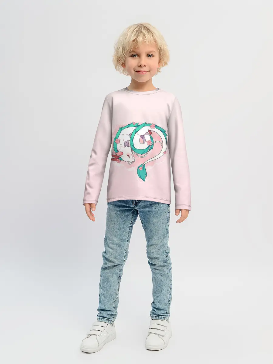 Детский лонгслив / Спящий дракон Хаку чиби цветы
