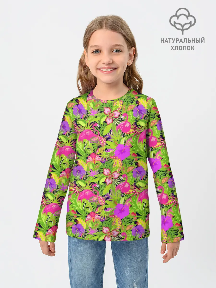 Детский лонгслив / Flamingo | Tropical